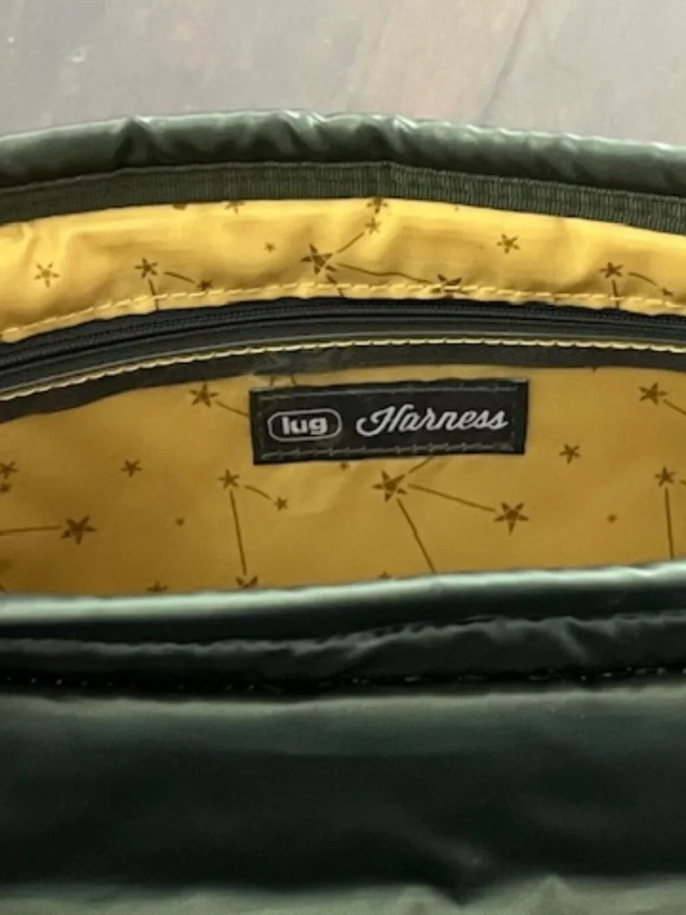 Lug Harness Crossbody Quilted Bag Metallic Olive